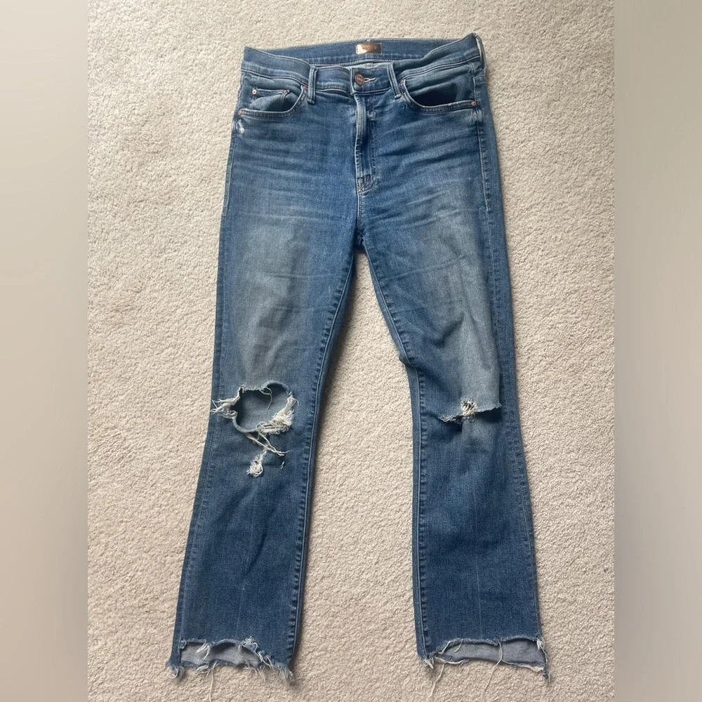 Mother Insider Crop Step Chew Dancing On Coals Jeans Distressed - Picture 2 of 9